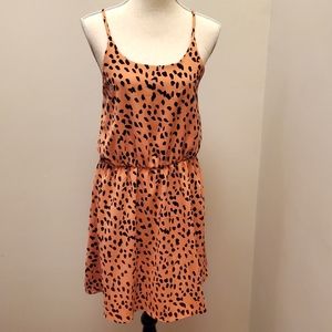 WHITE BIRCH Strappy T-Back Orange Black Dress Cheetah Print Large EUC & Like New